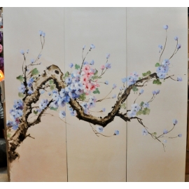 y15795- 畫作系列 - 油畫 - 油畫花系列-洋玉蘭三入一組